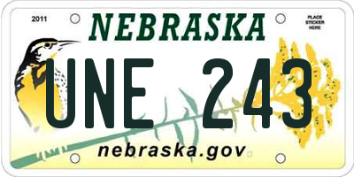 NE license plate UNE243