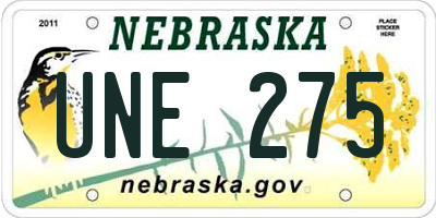 NE license plate UNE275