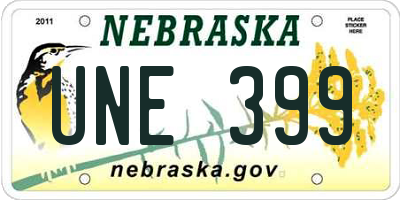 NE license plate UNE399