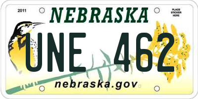 NE license plate UNE462