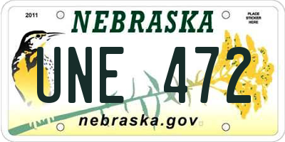 NE license plate UNE472
