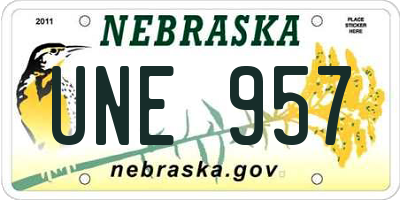 NE license plate UNE957