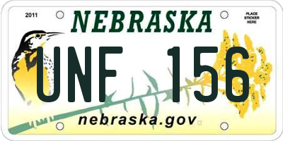NE license plate UNF156