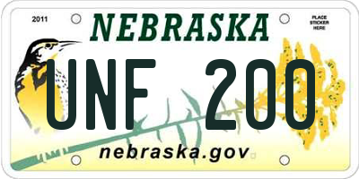 NE license plate UNF200