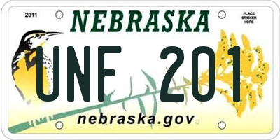 NE license plate UNF201