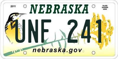 NE license plate UNF241