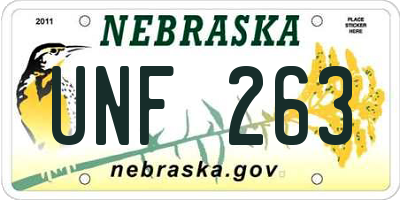 NE license plate UNF263