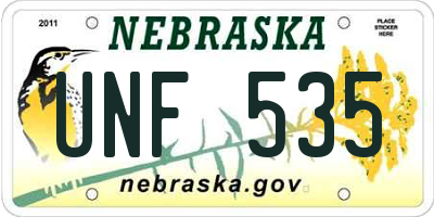 NE license plate UNF535