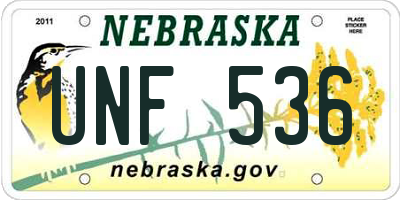 NE license plate UNF536