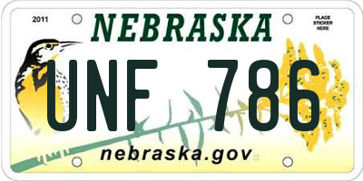 NE license plate UNF786