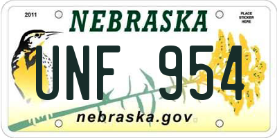 NE license plate UNF954