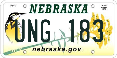 NE license plate UNG183