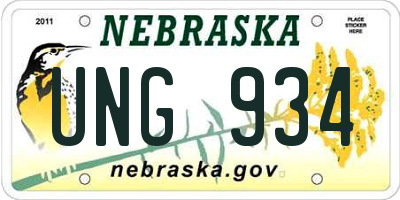 NE license plate UNG934