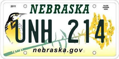 NE license plate UNH214