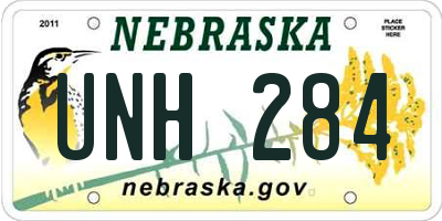 NE license plate UNH284