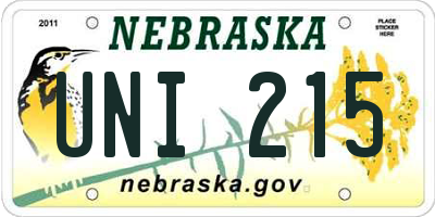 NE license plate UNI215