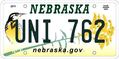 NE license plate UNI762