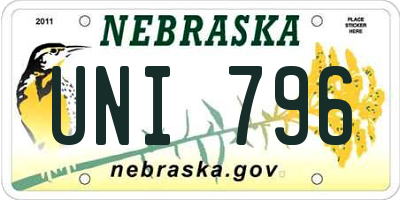 NE license plate UNI796