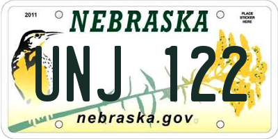NE license plate UNJ122