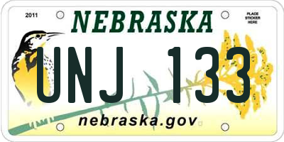NE license plate UNJ133