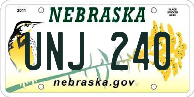 NE license plate UNJ240