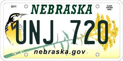 NE license plate UNJ720