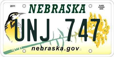 NE license plate UNJ747