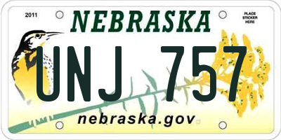 NE license plate UNJ757
