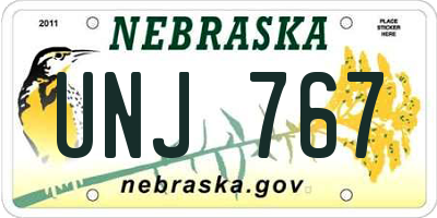 NE license plate UNJ767
