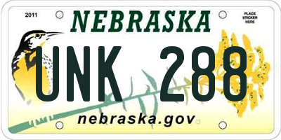NE license plate UNK288