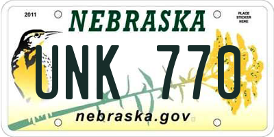 NE license plate UNK770