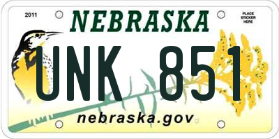 NE license plate UNK851