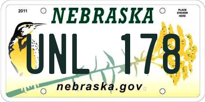 NE license plate UNL178