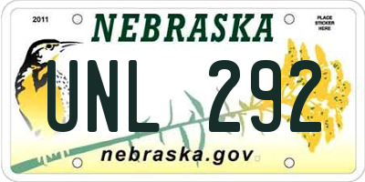 NE license plate UNL292