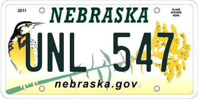 NE license plate UNL547