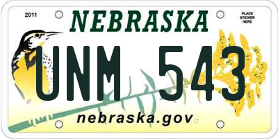 NE license plate UNM543