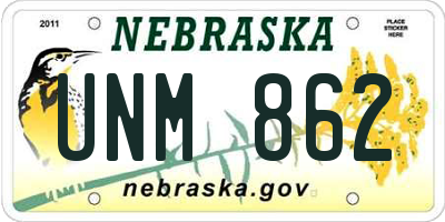 NE license plate UNM862