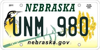 NE license plate UNM980