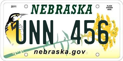 NE license plate UNN456