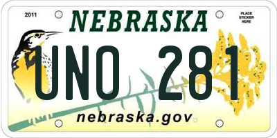 NE license plate UNO281