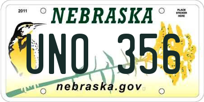 NE license plate UNO356