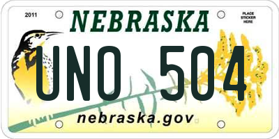 NE license plate UNO504