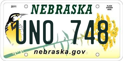 NE license plate UNO748