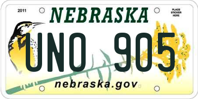 NE license plate UNO905