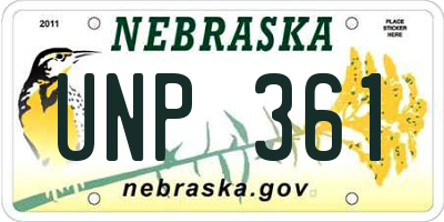 NE license plate UNP361