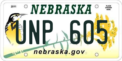 NE license plate UNP605
