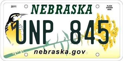 NE license plate UNP845