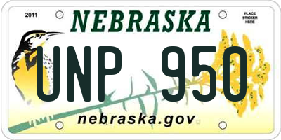 NE license plate UNP950