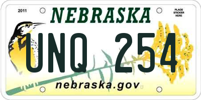 NE license plate UNQ254