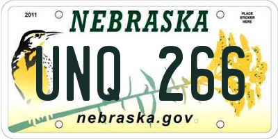NE license plate UNQ266